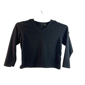 Mix-It Large, Long Sleeve, Black Fleece V-neck Top 4e
